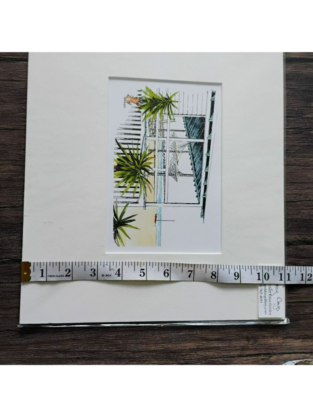 Lazy Days Watercolor Print By Mary Ellen Golden, Beach Hammock, Matted Art 11x13 - Picture 5 of 9